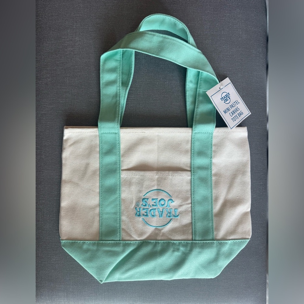 Mint and Cream Canvas Tote Bag